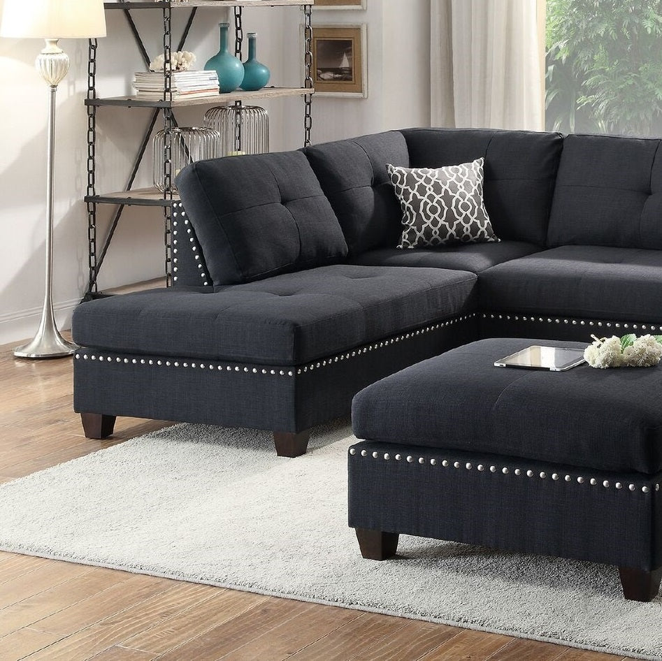 L-Shaped Black Sectional Sofa - Modern Comfort