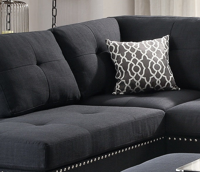 L-Shaped Black Sectional Sofa - Modern Comfort