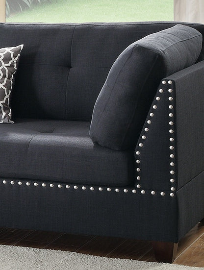 L-Shaped Black Sectional Sofa - Modern Comfort