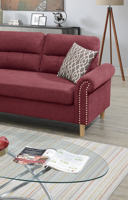 Paparika Red Velvet L-Shaped Sectional Sofa - Plush Comfort
