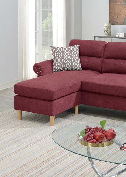 Paparika Red Velvet L-Shaped Sectional Sofa - Plush Comfort