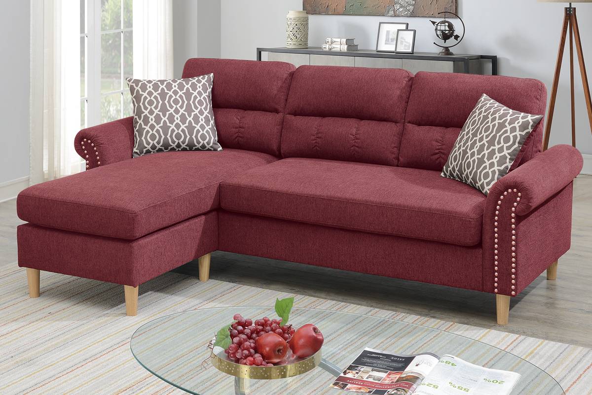 Paparika Red Velvet L-Shaped Sectional Sofa - Plush Comfort