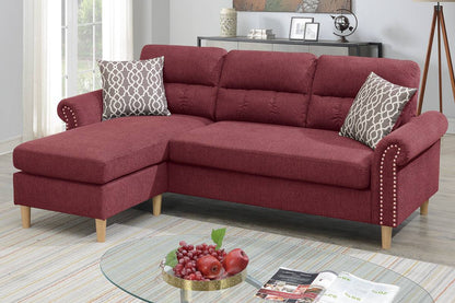 Paparika Red Velvet L-Shaped Sectional Sofa - Plush Comfort