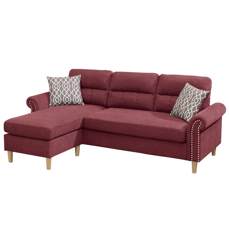 Paparika Red Velvet L-Shaped Sectional Sofa - Plush Comfort