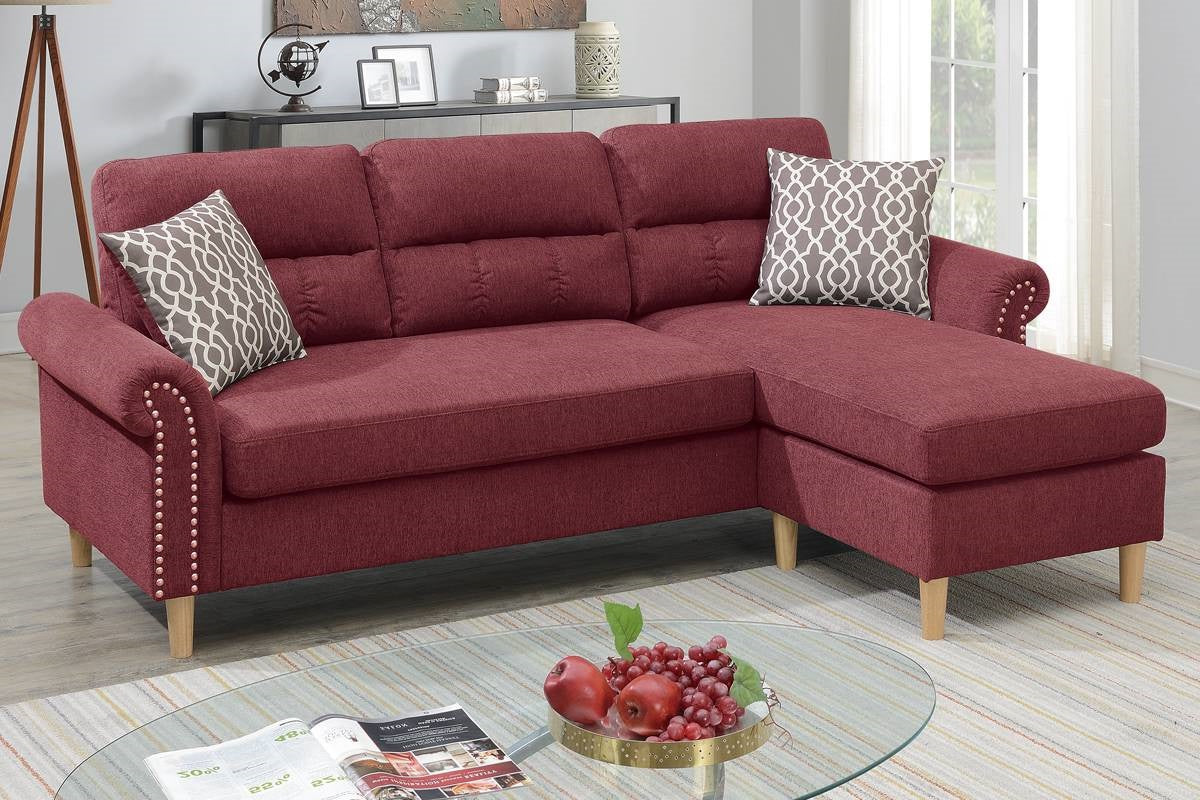 Paparika Red Velvet L-Shaped Sectional Sofa - Plush Comfort