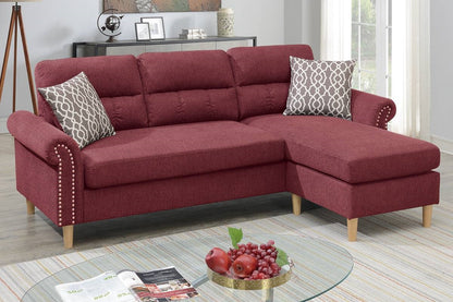 Paparika Red Velvet L-Shaped Sectional Sofa - Plush Comfort