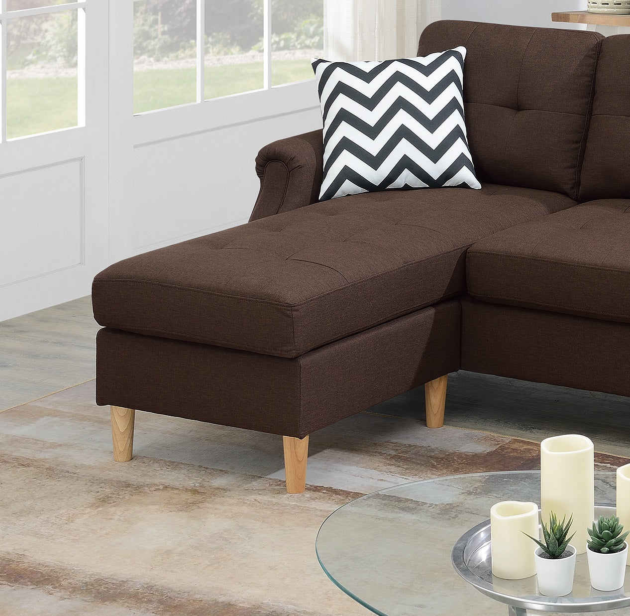 Coffee L-Shaped Sectional Sofa 87" Primary Living Space