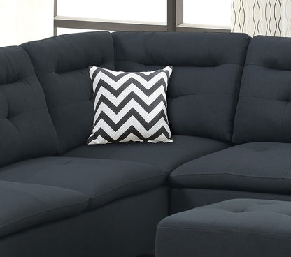 105" L-Shaped Black Wood Sectional Sofa
