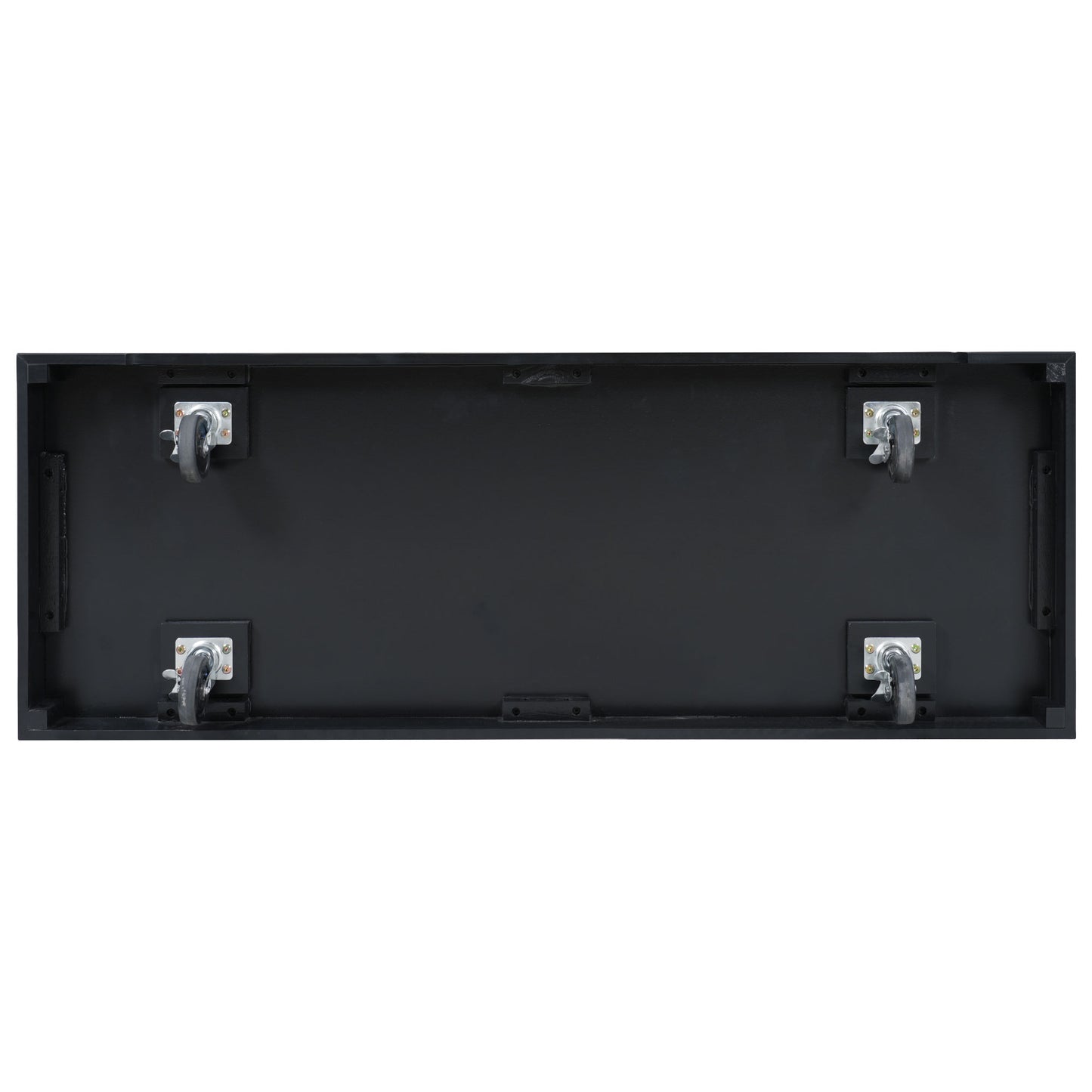 K&K 54.9" Kitchen Island - Drop Leaf, Power Outlet, Black