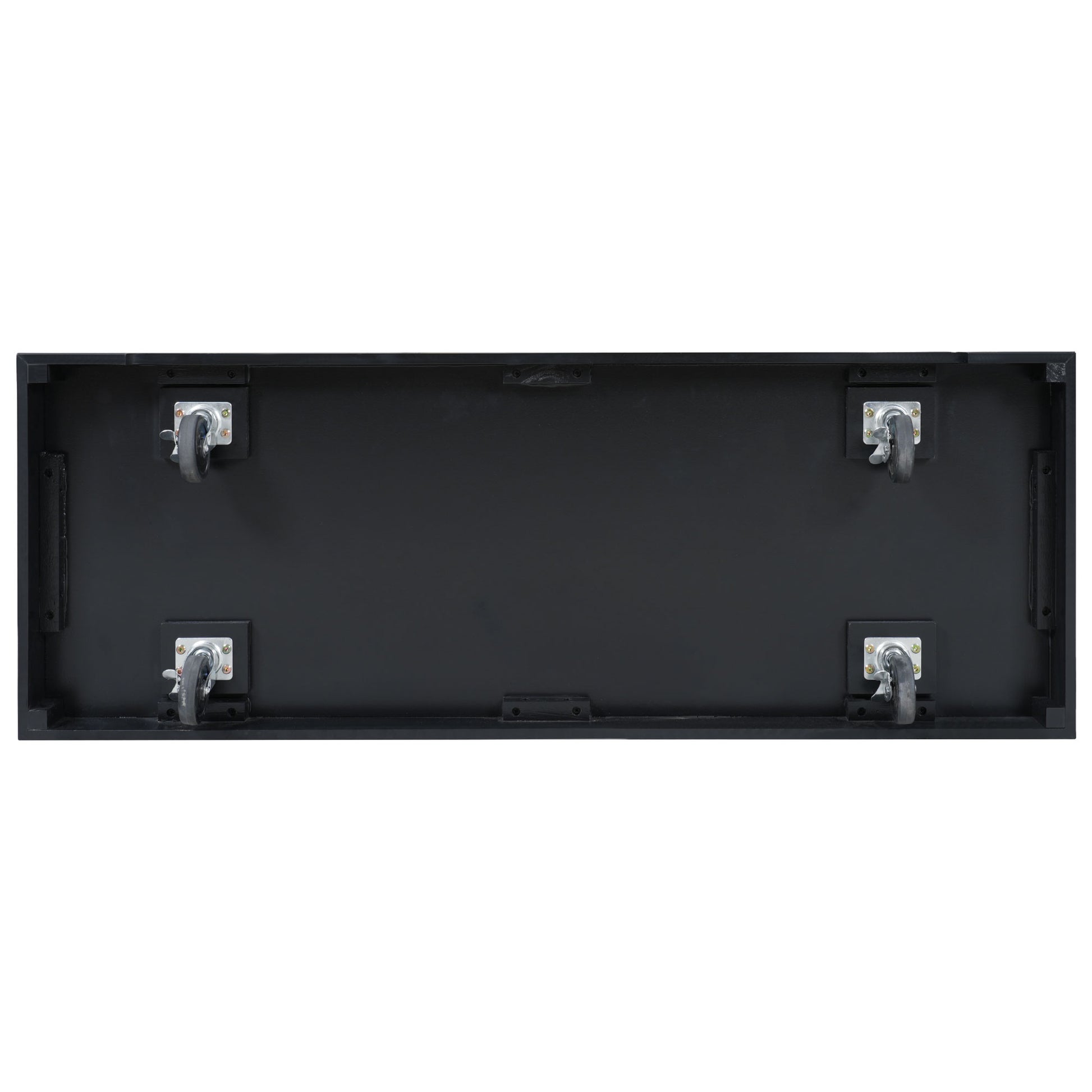 K&K 54.9" Kitchen Island - Drop Leaf, Power Outlet, Black