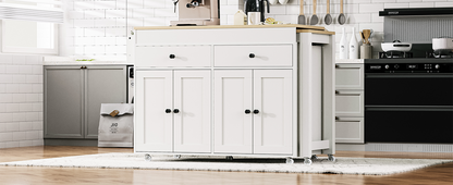 74.5" Rectangular Kitchen Island with Dining Table - Off White