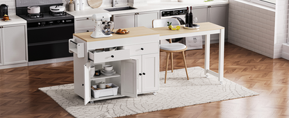 74.5" Rectangular Kitchen Island with Dining Table - Off White