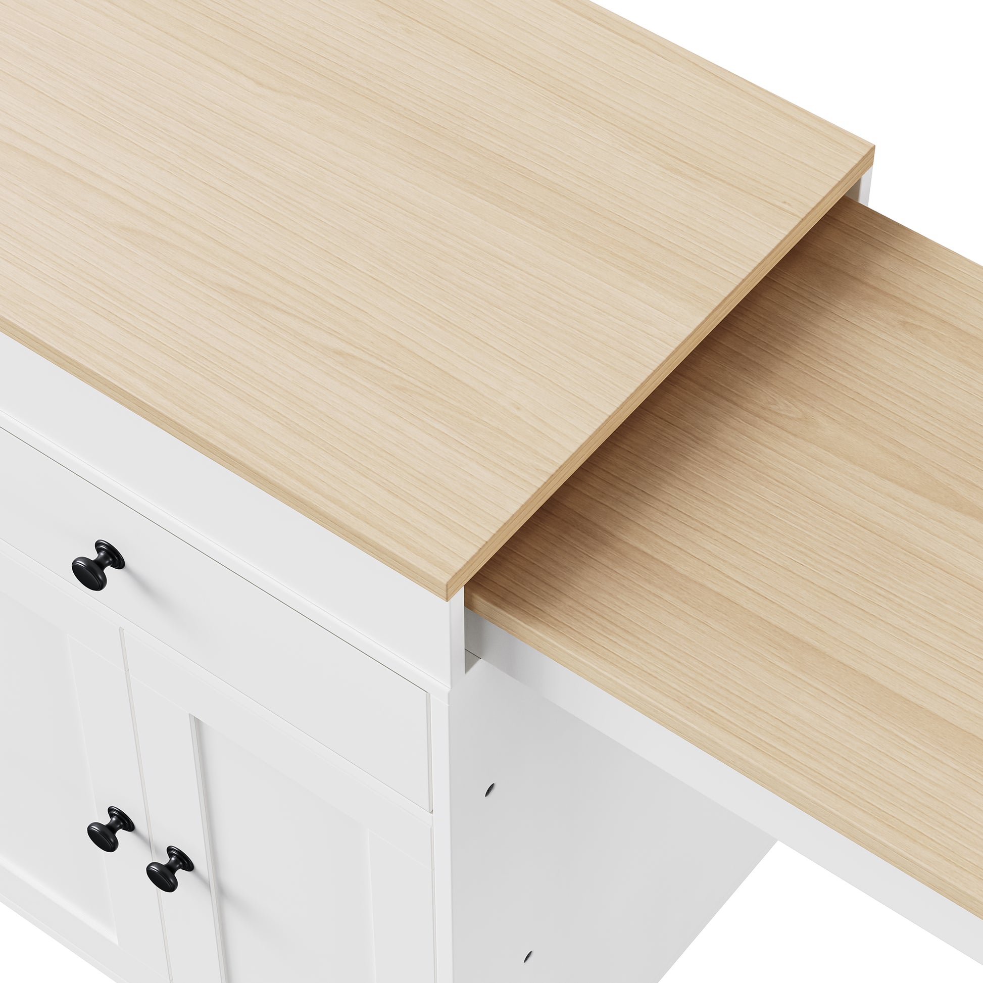 74.5" Rectangular Kitchen Island with Dining Table - Off White