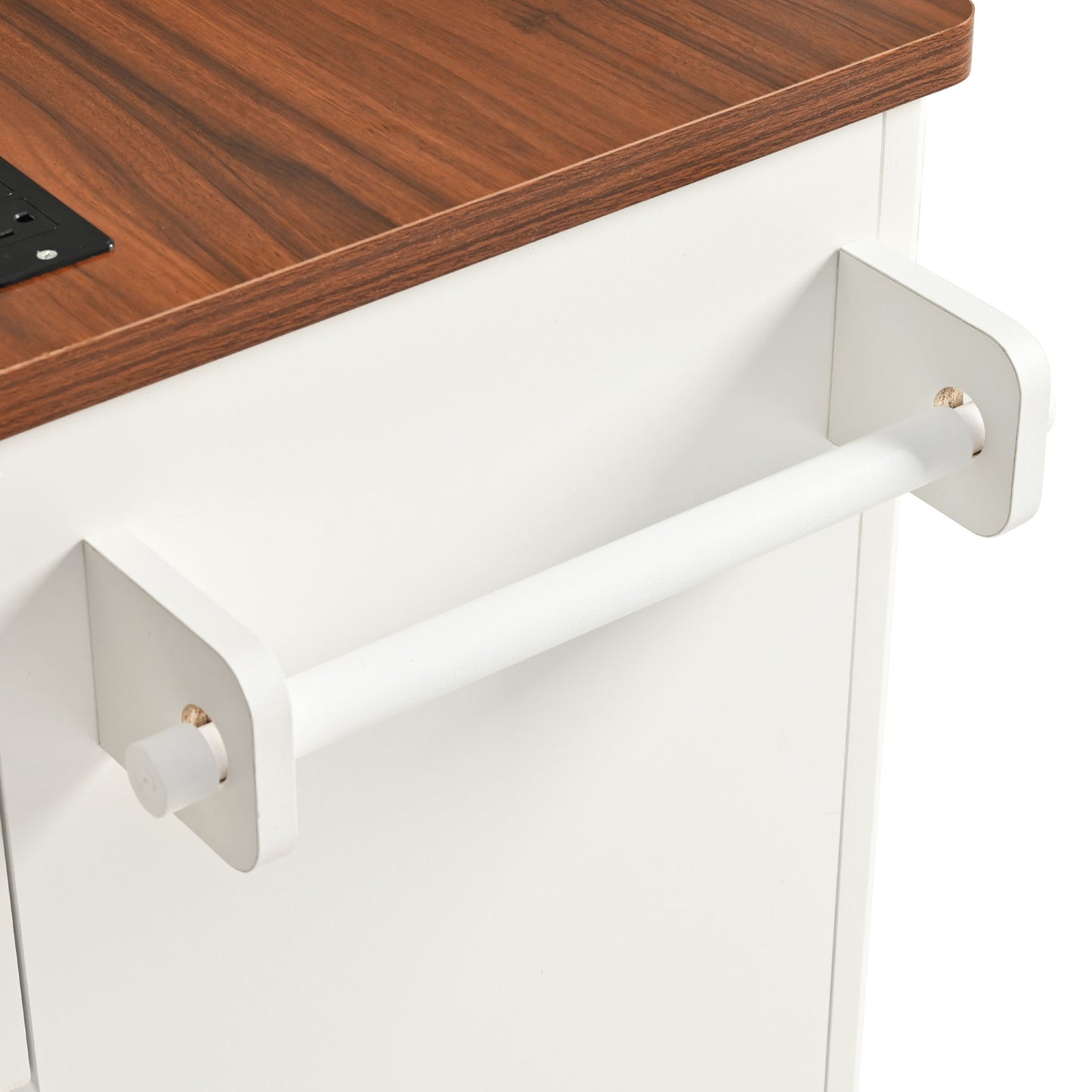 White Kitchen Island Cart - 52" Rectangular Island with Drop Leaf