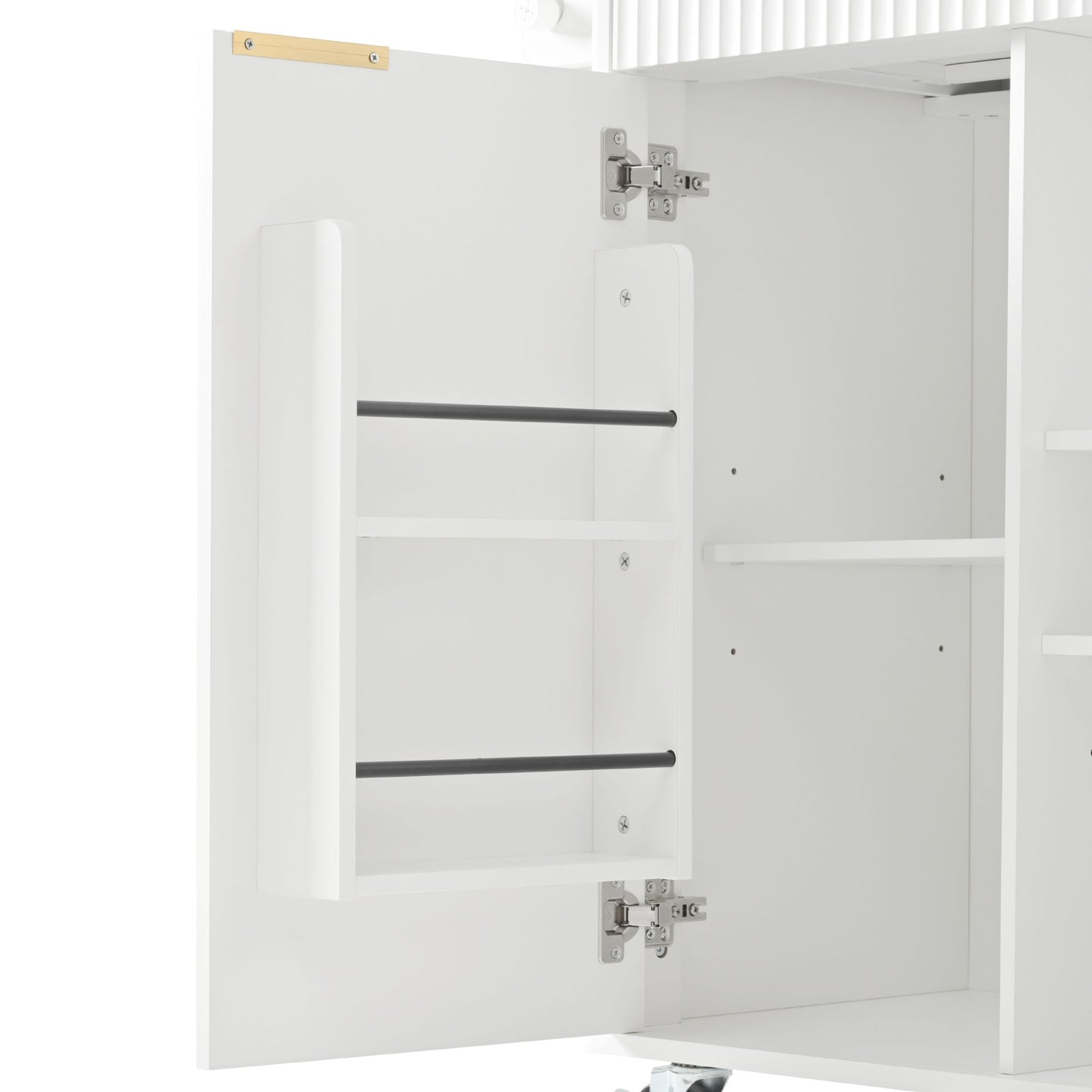 White Kitchen Island Cart - 52" Rectangular Island with Drop Leaf