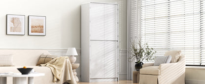 White Kitchen Pantry Cabinet - 31.5" Tall Storage Sideboard