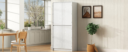White Kitchen Pantry Cabinet - 31.5" Tall Storage Sideboard