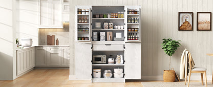 White Kitchen Pantry Cabinet - 31.5" Tall Storage Sideboard