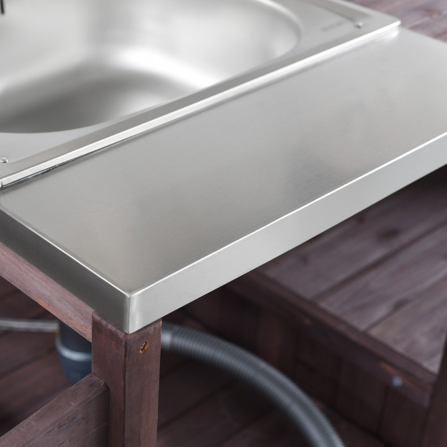Brown Fir Outdoor Grill Cart with Stainless Steel Top for BBQ & Garden