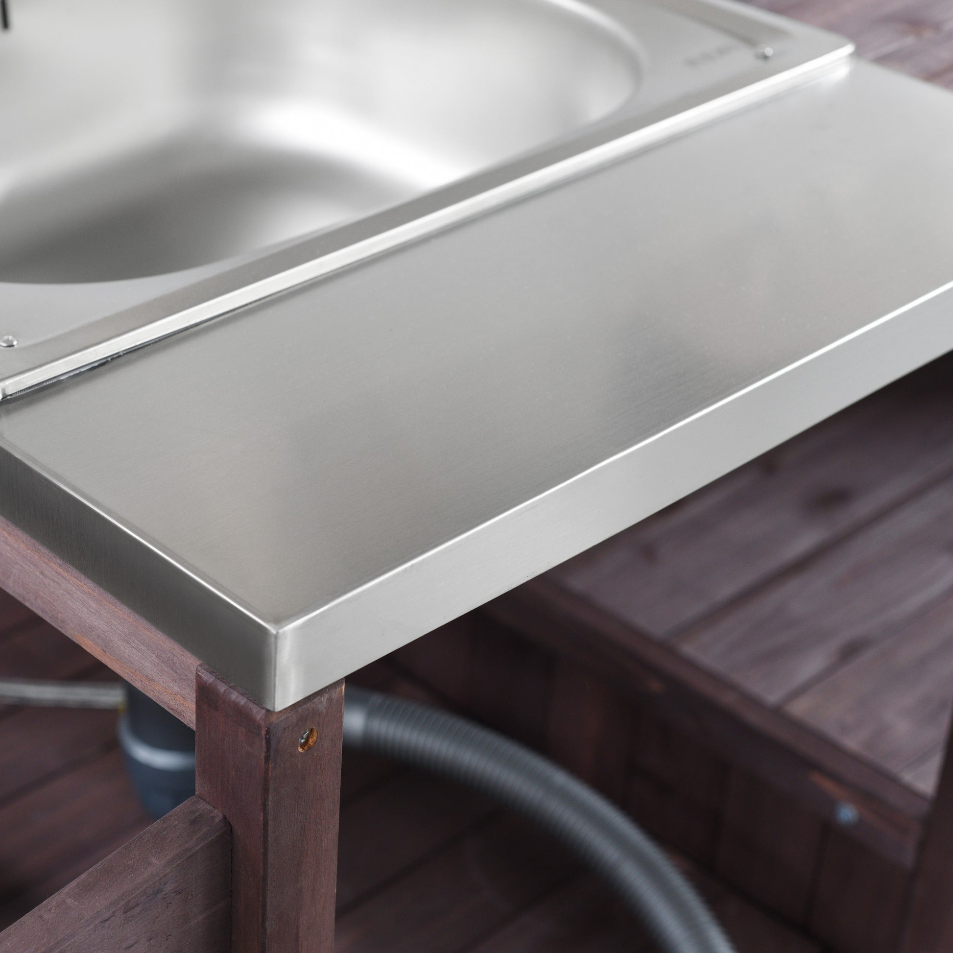 Brown Fir Outdoor Grill Cart with Stainless Steel Top for BBQ & Garden