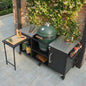 K&K 72.4" Large Grill Table for Large Big Green Egg, Metal Outdoor Grill Cart with Fold-out Prep Table, Adjustable Shelves, Spice Rack, Outdoor Kitchen Island for Big Green Egg, Kamado Joe Classic