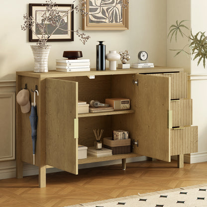 Natural Wave Sideboard - 55" Buffet Cabinet with Adjustable Shelves