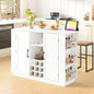 U-Style 47.2" Counter Height Table with Foldable Top & Power Outlet, Sideboard Buffet Cabinet & Bar Cabinet, Wine Rack & Stemware Holder, 2-Door Storage Cabinet for Dining Room (Chairs Not Included)