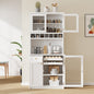 [Assembly Video Provided] TOPMAX Farmhouse 35.4x17.7x74.8inch Freestanding Buffet with Hutch, Tall Kitchen Pantry Storage Cabinet with Wine Rack and Adjustable Shelves for Dining Room, White