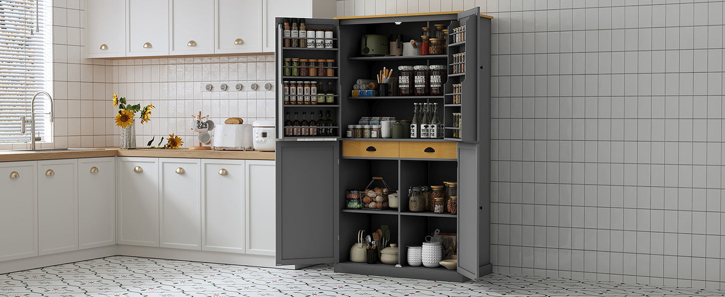 Gray Farmhouse Kitchen Pantry - 40.2" x 20" with Adjustable Shelves