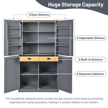 Gray Farmhouse Kitchen Pantry - 40.2" x 20" with Adjustable Shelves
