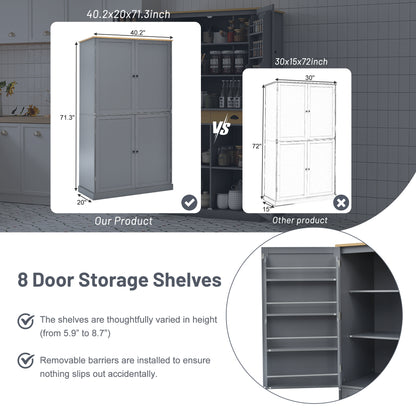 Gray Farmhouse Kitchen Pantry - 40.2" x 20" with Adjustable Shelves