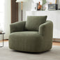 360° Swivel Chair, 38.2" Accent Chair Sofa, Upholstered Swivel Barrel Sofa Chair with a Throw Pillow for Living Room, Bedroom, Office and Hotel, Green