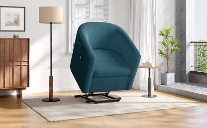 Blue Power Lift Recliner - Foam Filled Chenille for Living Room