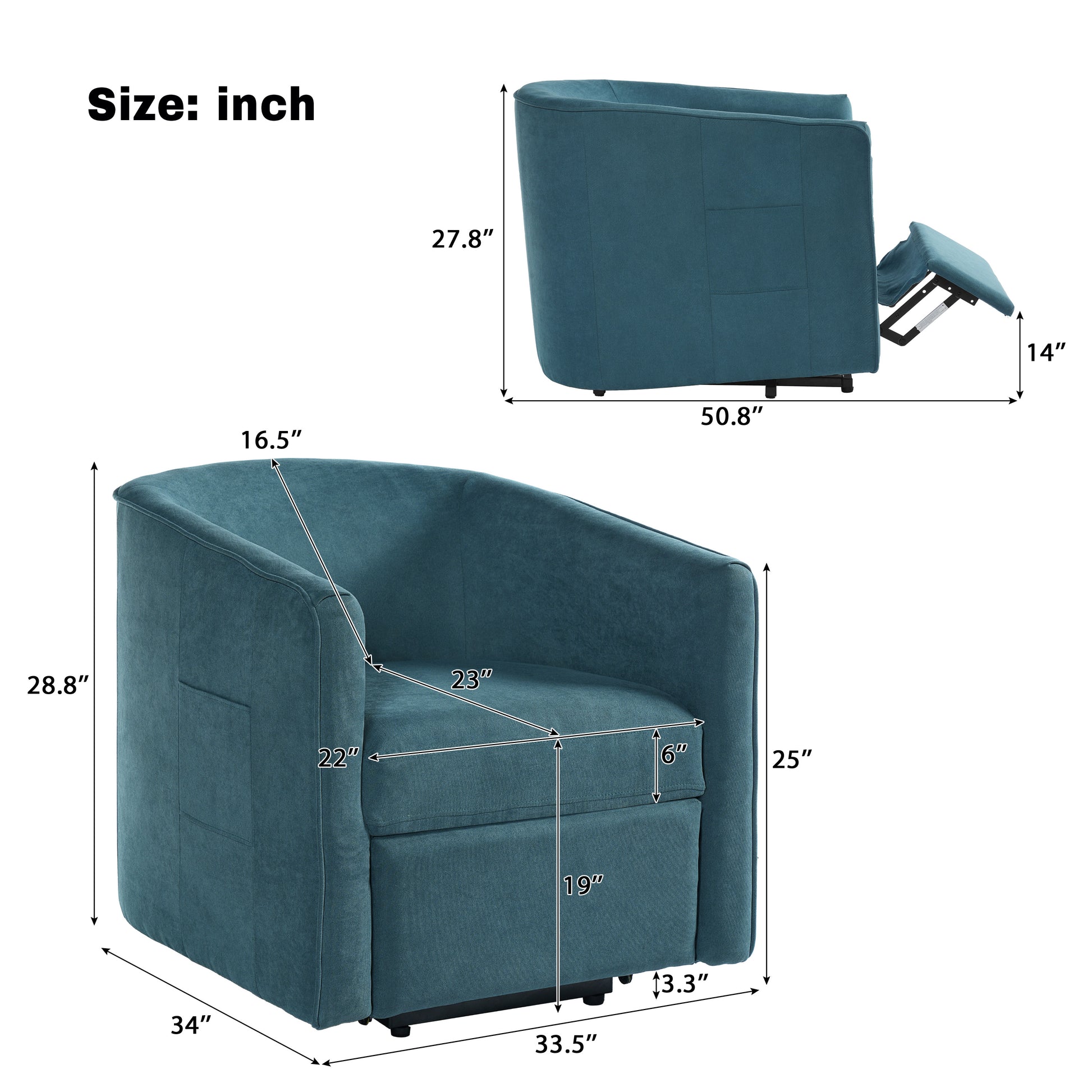 Blue Power Lift Recliner - Foam Filled Chenille for Living Room