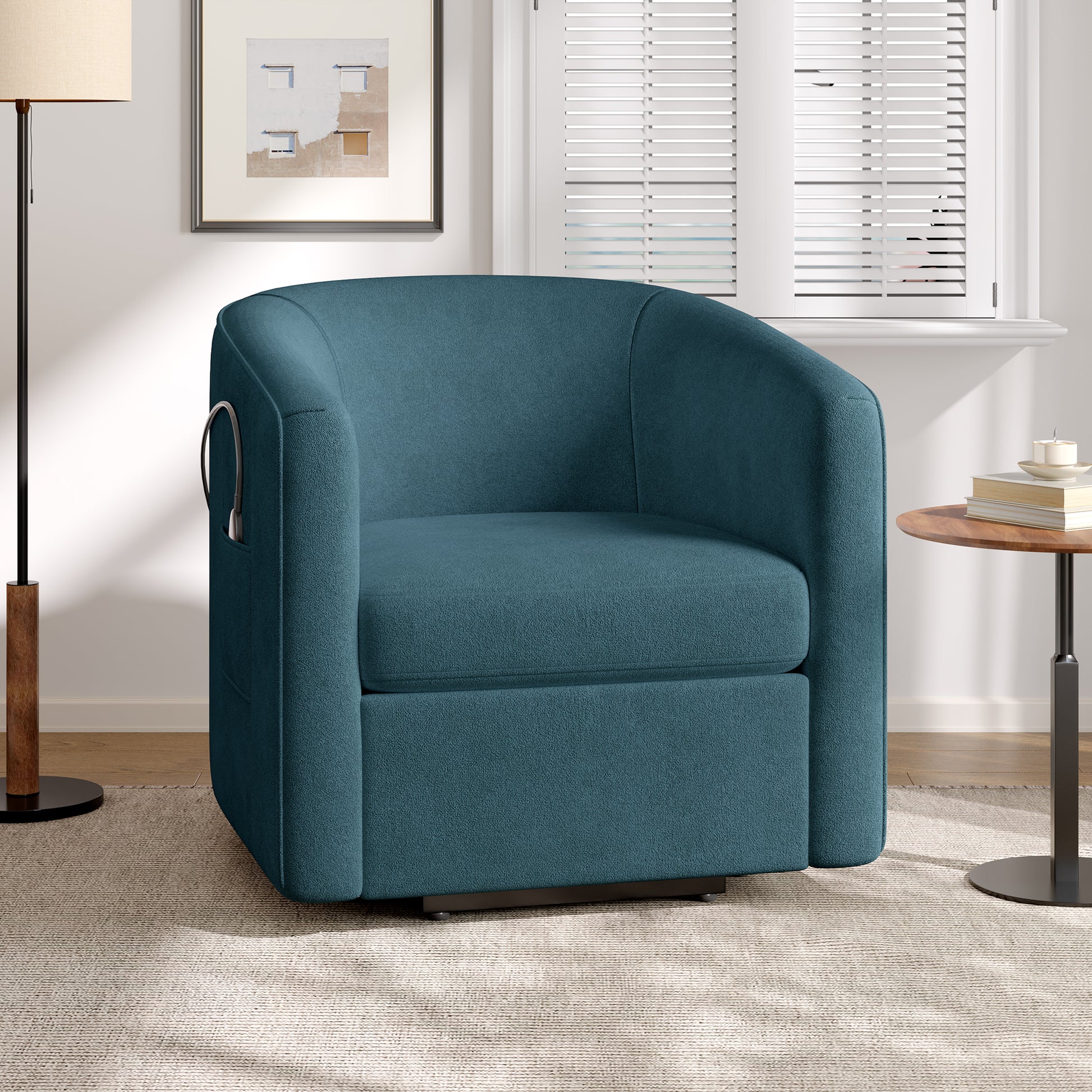 Blue Power Lift Recliner - Foam Filled Chenille for Living Room