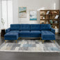 110" L-Shape Convertible Sectional Sofa Couch with Movable Ottoman for Living Room, Apartment, Office, Blue