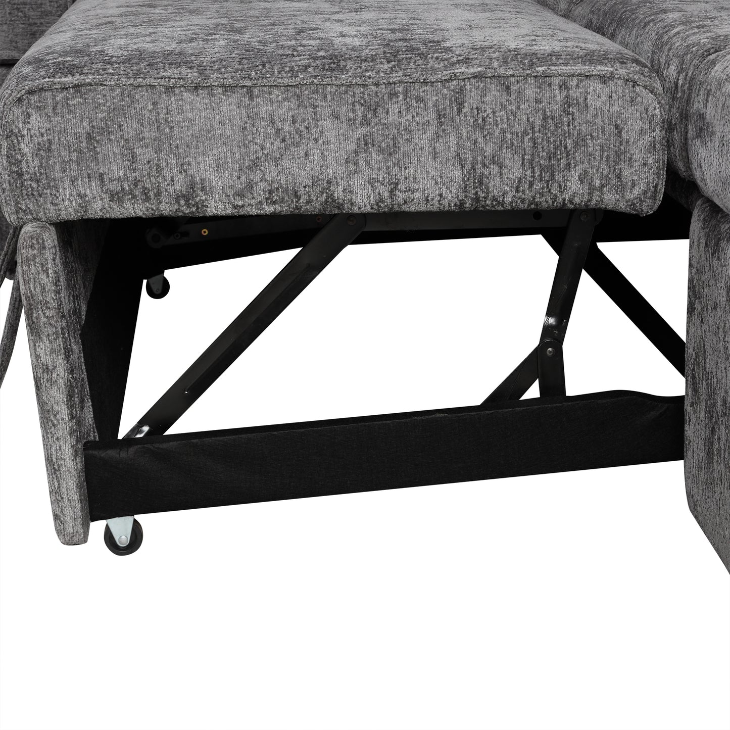 112" Grey Chenille Sectional Sofa Bed with Storage Ottoman