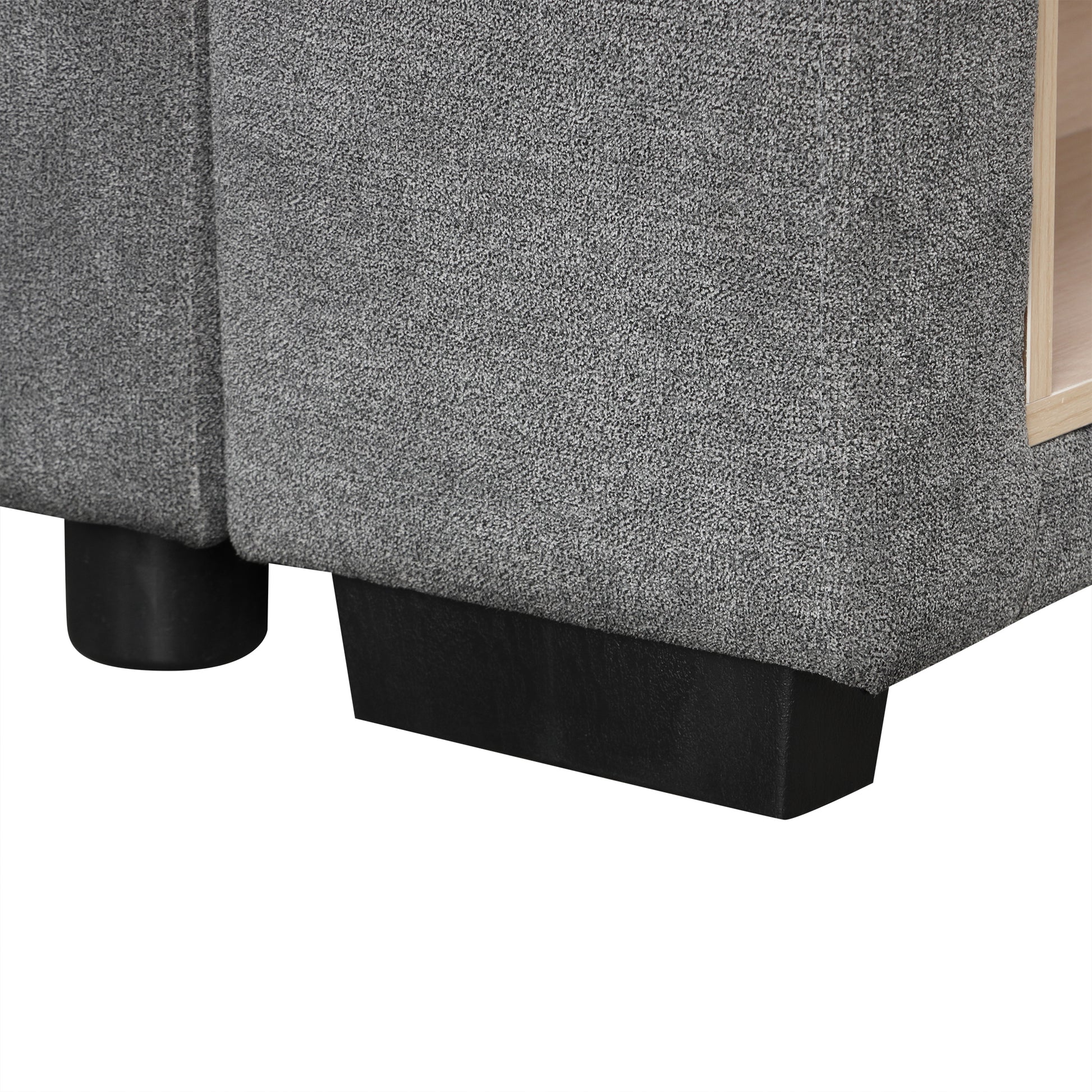 U-Shaped Sectional Sofa Bed - Grey with Storage & USB Ports