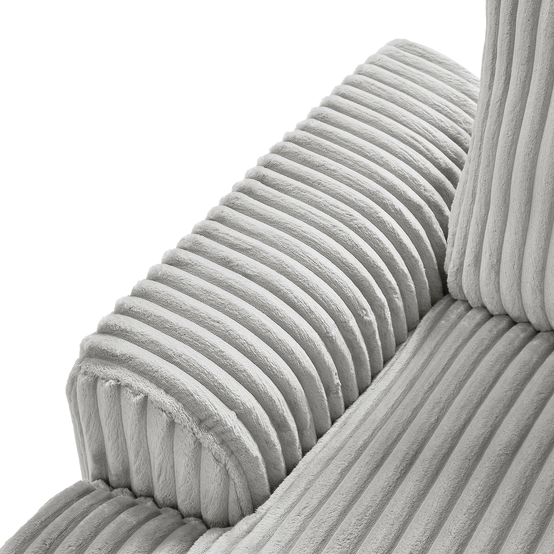 129" Grey Corduroy U-Shaped Sectional Sofa - Primary Living Space