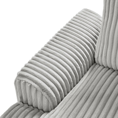 129" Grey Corduroy U-Shaped Sectional Sofa - Primary Living Space