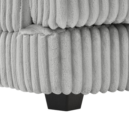 129" Grey Corduroy U-Shaped Sectional Sofa - Primary Living Space