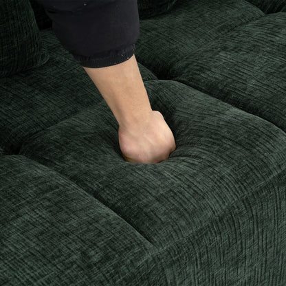 101" Green Chenille Modular Sectional Sofa - Rolled Arms for Living Room