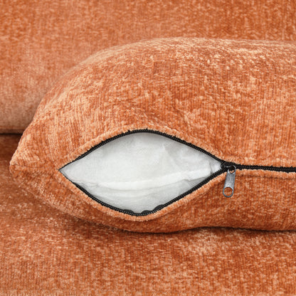 L-Shaped Chenille Sectional Sofa Bed - Orange, 120.5"