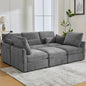 Modern Sectional Sofa Modular Sofa 85.4" U-shaped Sofa Couch Sofa Bed L-shaped Sofa with a Movable Ottoman and Two USB Ports and a Phone Holder for Living Room, Grey
