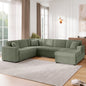 Oversized Sectional Sofa 115.3" U-Shaped Sofa with a Chaise Lounge and Three Soft Throw Pillows for Living Room, Green
