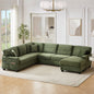 Sectional Sofa U-shaped Sectional 125.2" Upholstered L-shaped Sofa with a Movable Ottoman and Side Storage Pockets for Living Room, Green