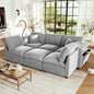 Grey Chenille Modular Sectional Sofa - 5 Seat with Storage Ottoman