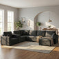 5‑Seat Modular Sectional Sofa Couch, 134" U‑Shape Couch, Large Family Sofa with Chaise Lounge, Deep Seat Comfort, Built‑In Cup Holders, Storage Drawer and Pillows for Living Room, Black