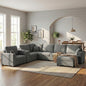5‑Seat Modular Sectional Sofa Couch, 134" U‑Shape Couch, Large Family Sofa with Chaise Lounge, Deep Seat Comfort, Built‑In Cup Holders, Storage Drawer and Pillows for Living Room, Grey