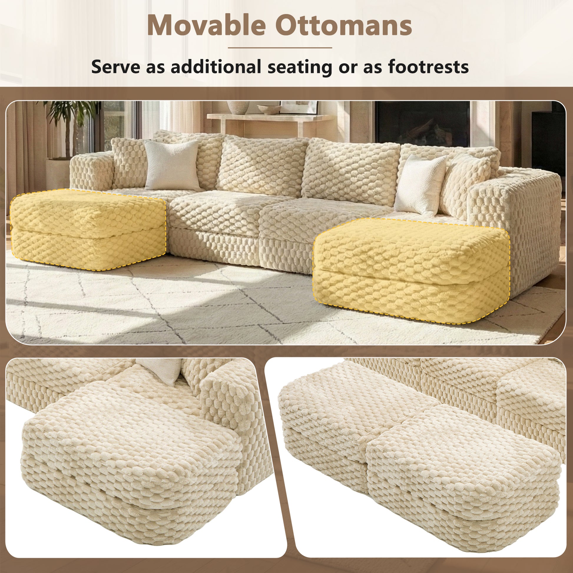 6 Seat Coffee Sectional Sofa - American Design